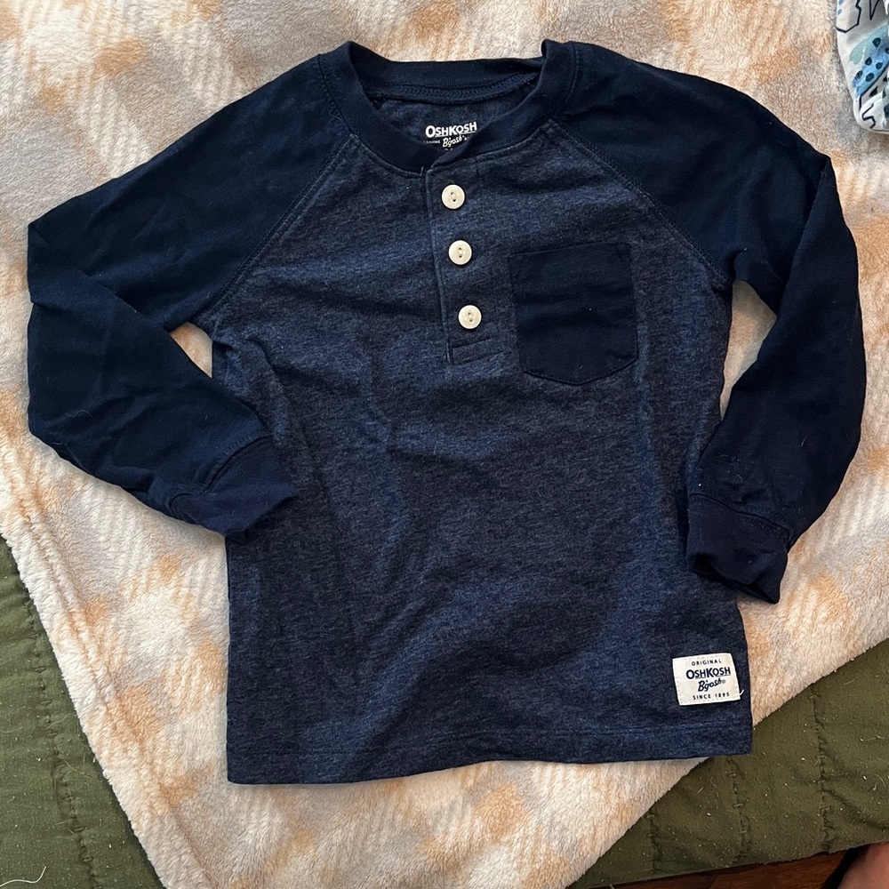 OshKosh B'gosh Dark Blue Long Sleeve Henley Tee